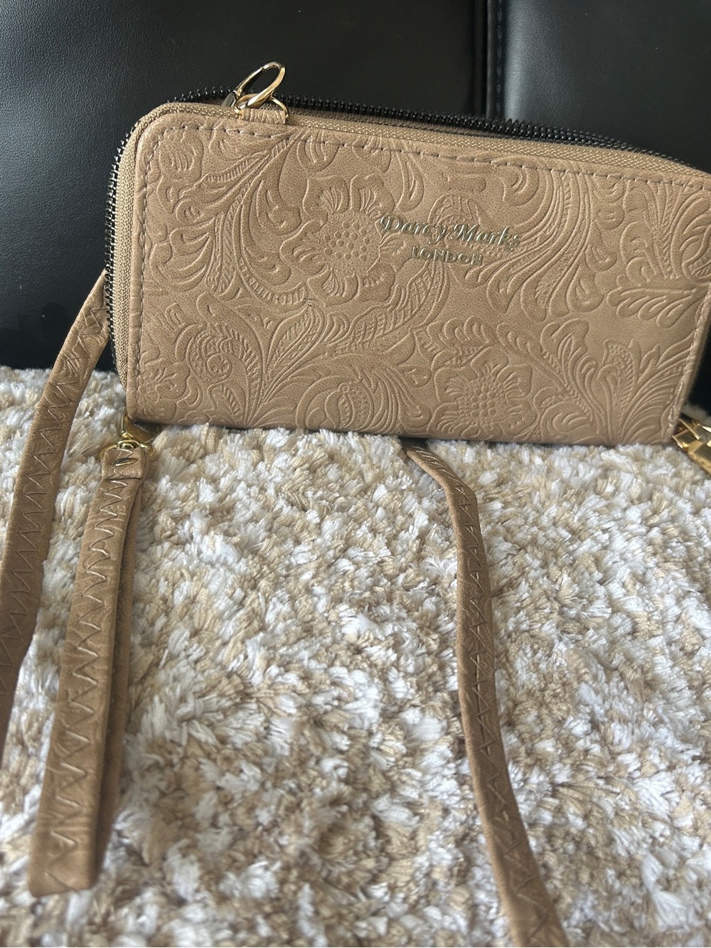Darcy Marks London  Beige/Tan Embossed Crossbody Bag